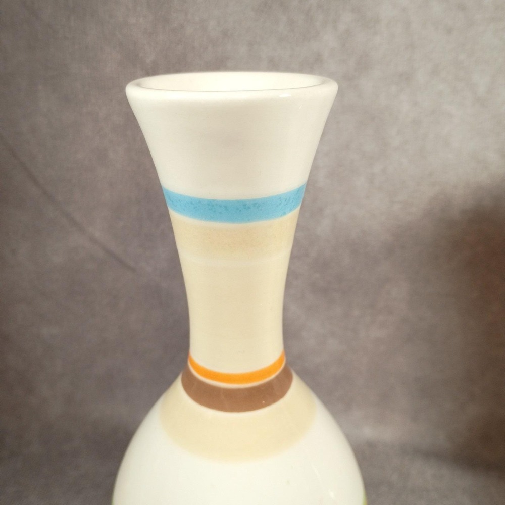 Jill Rosenwald Arte y Barro Ceramic Bud Vases Pair Boho Striped Hand Painted - Picture 3 of 9